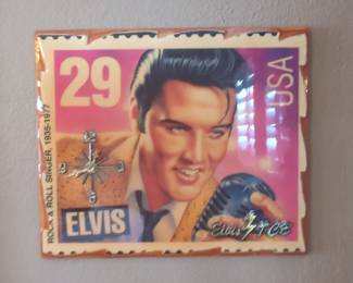 Elvis Presley 29-Cent Stamp Metallic Images Promotional Sample Clock