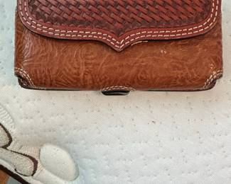 Western Basket Weave Leather Belt Phone Holster