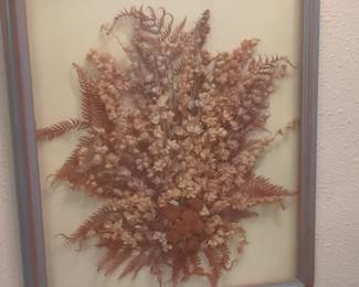 Framed Dried Floral Arrangement with Ferns