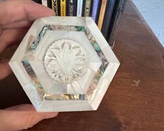 Hexagonal Mother of Pearl and Abalone Inlay Box