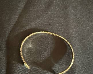 Kendra Scott Laura Pinch Turquoise Brass Crystals Open Bangle Bracelet