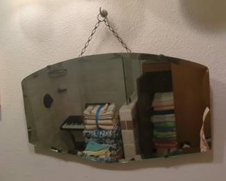 Vintage Art Deco Bevelled Frameless Wall Mirror