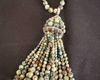 Kendra Scott Sylvia African Turquoise Beaded Tassel Necklace