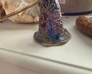Vintage Cloisonné Enamel Floral Bell Ornament