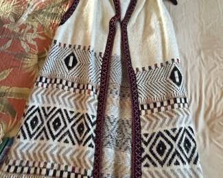 Aztec Tribal Print Hooded Sleeveless Cardigan