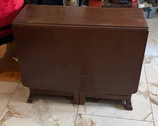 Vintage Oak Drop-Leaf Sewing Cabinet Table