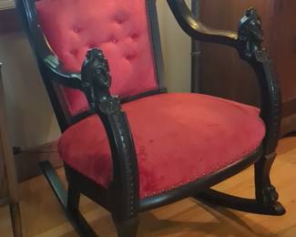 Victorian R.J. Horner Style Carved Winged Griffin Rocking Chair