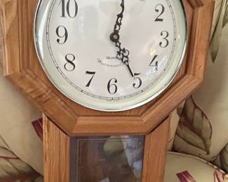 Sterling & Noble Octagonal Oak Regulator Wall Clock with Westminster Chime