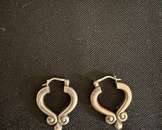 James Avery Sterling Silver Scroll Heart Hoop Earrings