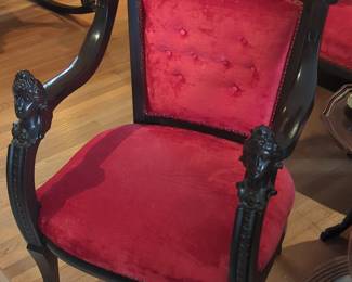 Victorian Carved Mahogany Armchair with Caryatid Arm Supports