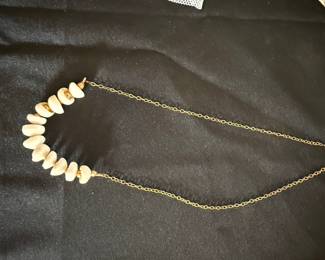 White Shell and Gold-Tone Necklace