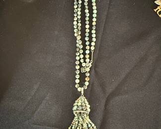Kendra Scott Sylvia African Turquoise Beaded Tassel Necklace