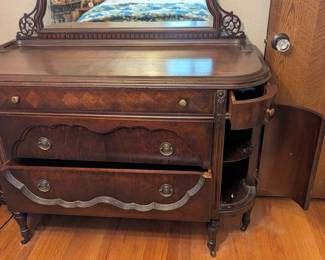 Vintage Mahogany Waterfall Dresser with Mirror
