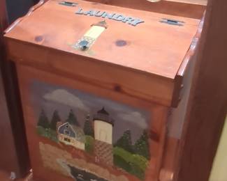 Hand-Painted Lighthouse Laundry Hamper