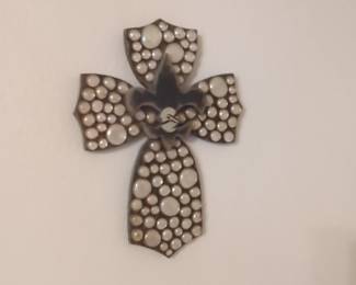 Mosaic Fleur-de-Lis Decorative Wall Cross