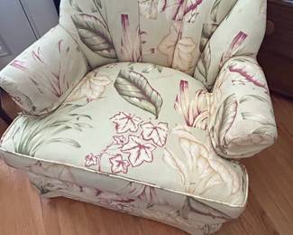 Tropical Floral Upholstered Swivel Club Chair
