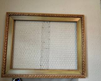 Vintage Decorative Gold-Tone Picture Frame with Chicken Wire Insert