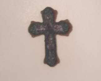 Antique Byzantine Bronze Cross Pendant