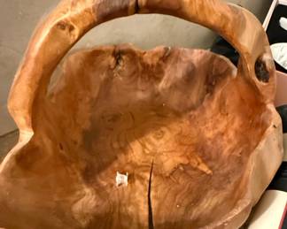 Hand-Carved Live Edge Burl Wood Basket