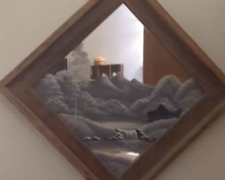 Vintage Gary Clemons Hand-Painted Landscape Mirror