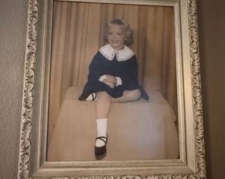 Vintage Mid-Century Child Portrait in Ornate Gilt Frame