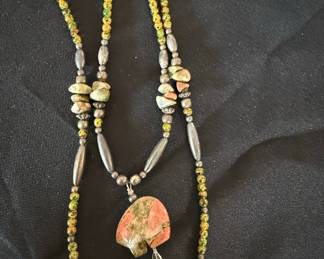 Southwestern Style Unakite and Sterling Silver Necklace