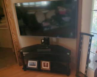 Corner TV Stand with Swivel Mount and Shelving