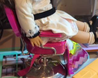 American Girl Doll Samantha with Winter Coat and Salon Chair
