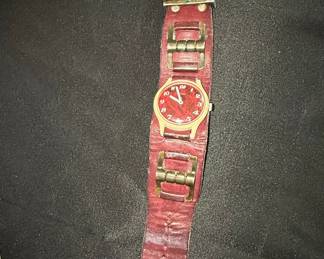 Red Steampunk Watch Narrow Cuff