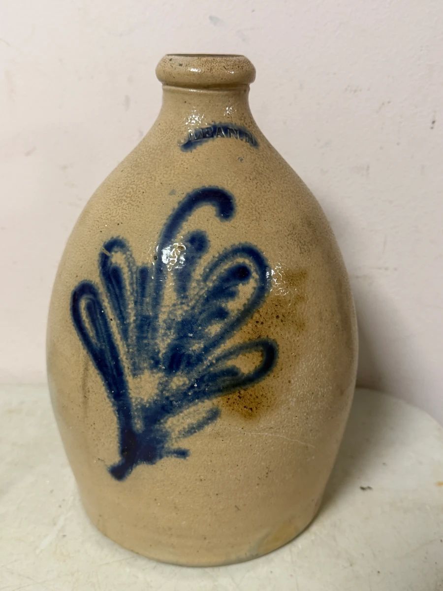 Blue Stoneware Pottery Jug NY