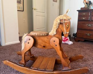 Vintage Wooden Rocking Horse