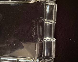 Lenox Crystal Trinket Box with Faux Pearl Finial and Geometric Pattern
