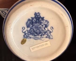 Blue and White Ceramic Oil and Vinegar Cruet Set