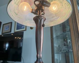 Thomas Kinkade Style Reverse Painted Table Lamp