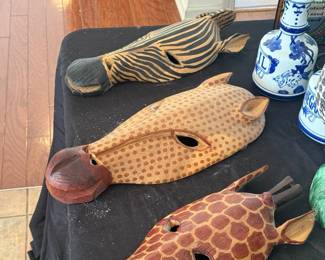 Wooden Animal Wall Masks (Zebra, Giraffe, Leopard/Cheetah)