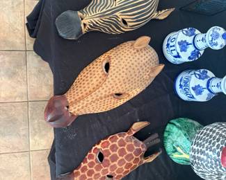Wooden Animal Wall Masks (Zebra, Giraffe, Leopard/Cheetah)