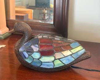 Tiffany Style Stained Glass Duck Accent Lamp