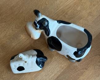 Ceramic Cow Dish with Goose Finial
