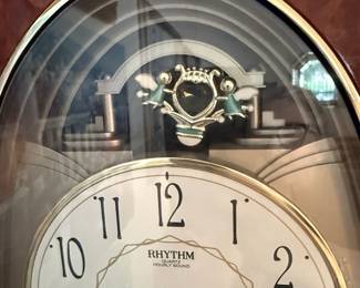 Rhythm "Joyful Nostalgia" Oak Magic Motion Musical Wall Clock