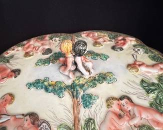Capodimonte Style Cherub Covered Trinket Box