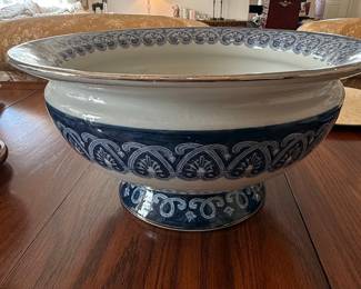 The Bombay Company Blue and White Footed Bowl