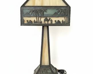 Camel Mission Slag Glass Table Lamp