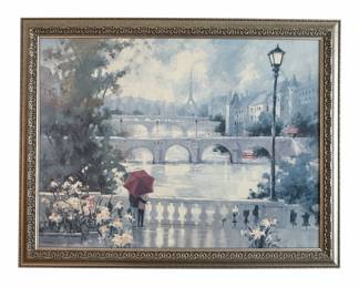 M. Simonetti Paris Street Scene Oil Painting