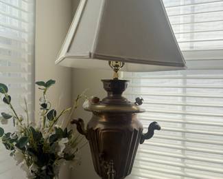 Vintage Brass Samovar Table Lamp