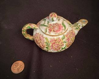 Vintage Miniature Teapot with Floral Motif