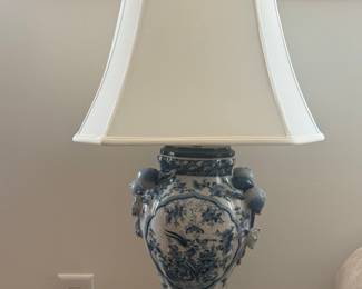 Blue and White Porcelain Temple Jar Lamp with Bird and Floral Motif