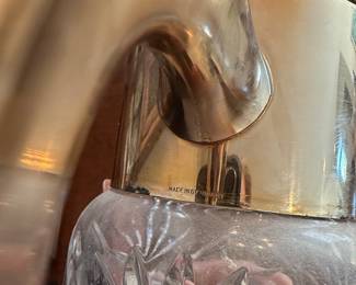 Vintage German Cut Glass Pitcher with Silver-Tone Metal Accents and Ice Tube