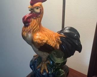 Vintage Ceramic Rooster Table Lamp