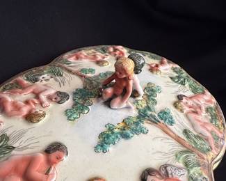 Capodimonte Style Cherub Covered Trinket Box