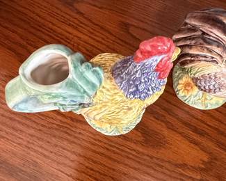 Sakura Chanticleer Rooster Creamer and Lidded Canister Set by Sally Eckman Roberts